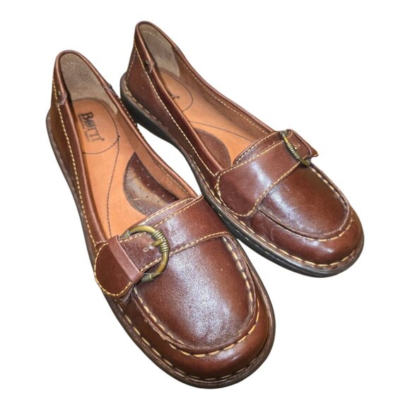 NWOT - BORN Mindy Brown Leather Slip On Loafers sz 8.5 - Picture 2 of 9